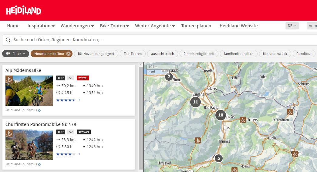 Ostschweiz - Touren von Tourismusorganisationen