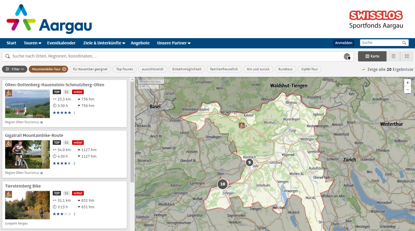 Nordwestschweiz - Touren von Tourismusorganisationen